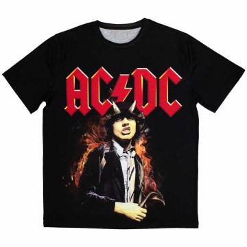 【予約商品】AC/DC Unisex Sublimation バンドTシャツ: Angus Highway To Hell (Black) - BLACK