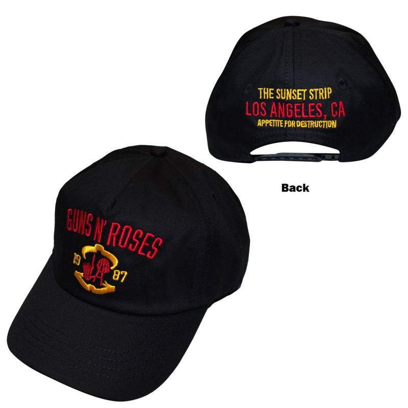 【予約商品】GUNS N' ROSES Unisex Baseball Cap: Sunset Strip '87 (Black) (Back Print)