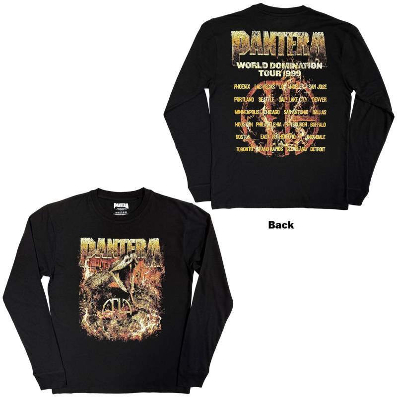 【予約商品】PANTERA Unisex Long Sleeve バンドTシャツ: World Domination Tour (Black) (Back Print)