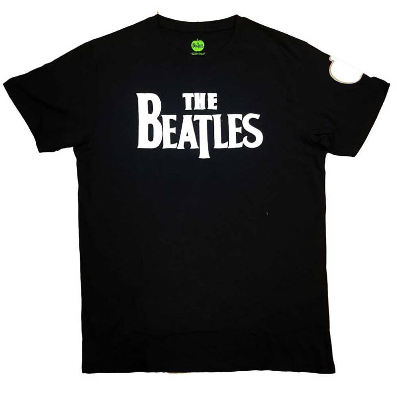【予約商品】THE BEATLES バンドTシャツ ユニセックス: Drop T Logo App Slub Applique (Black) (Embellished)