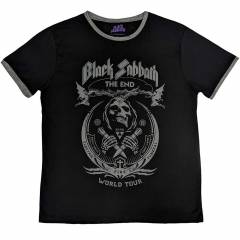 【予約商品】BLACK SABBATH Unisex Ringer バンドTシャツ: The End Mushroom Cloud (Black)