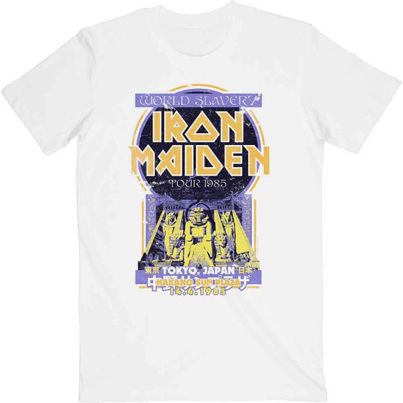 【予約商品】IRON MAIDEN バンドTシャツ ユニセックス: Powerslave Japan Flyer (White)