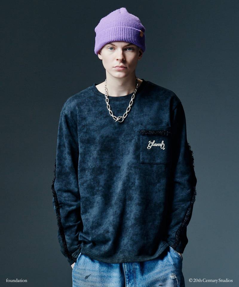 【予約商品】glamb(グラム) Fringe Sweat / フリンジスウェット - Black