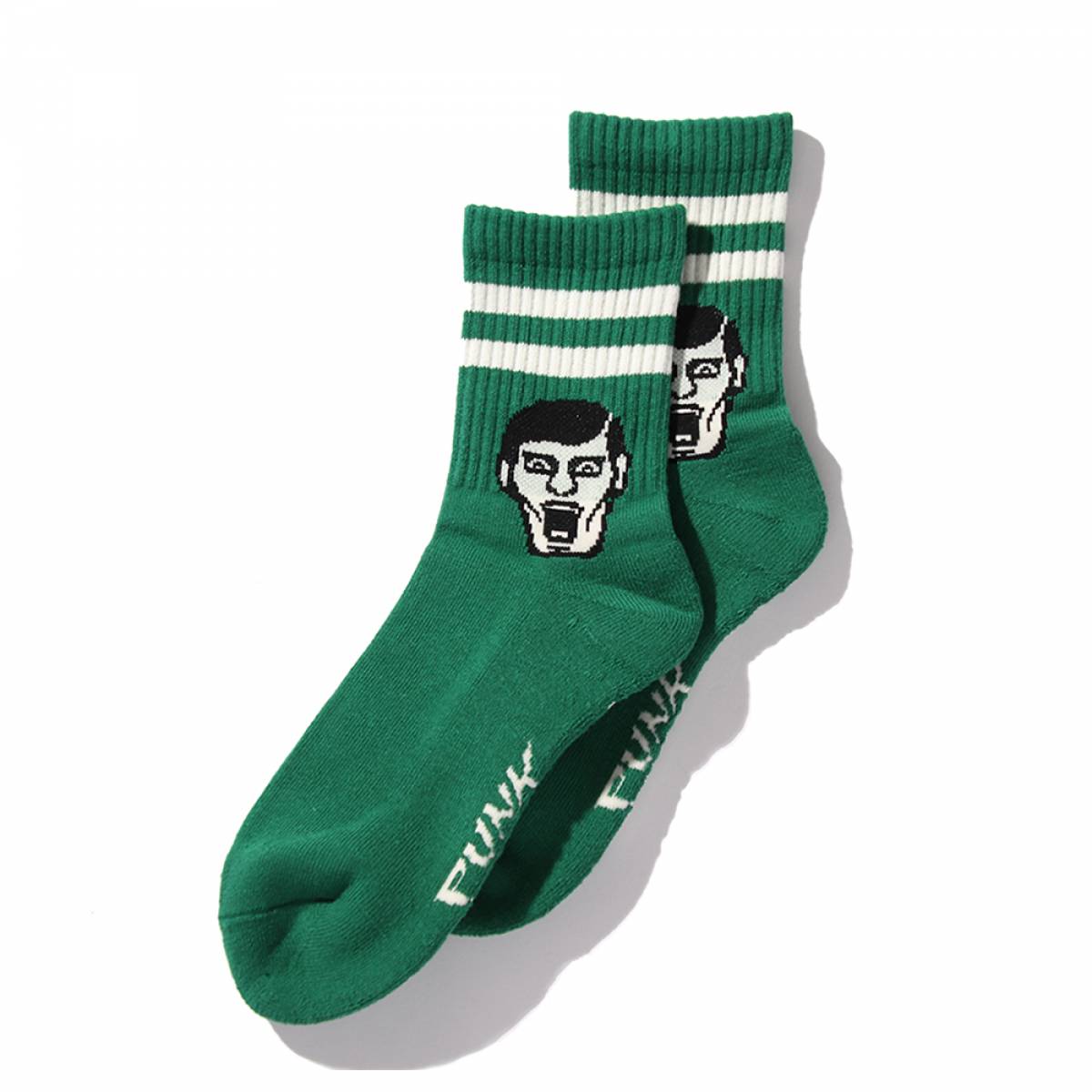 【予約商品】PUNK DRUNKERS (パンクドランカーズ) あいつライン靴下 2nd - GREEN