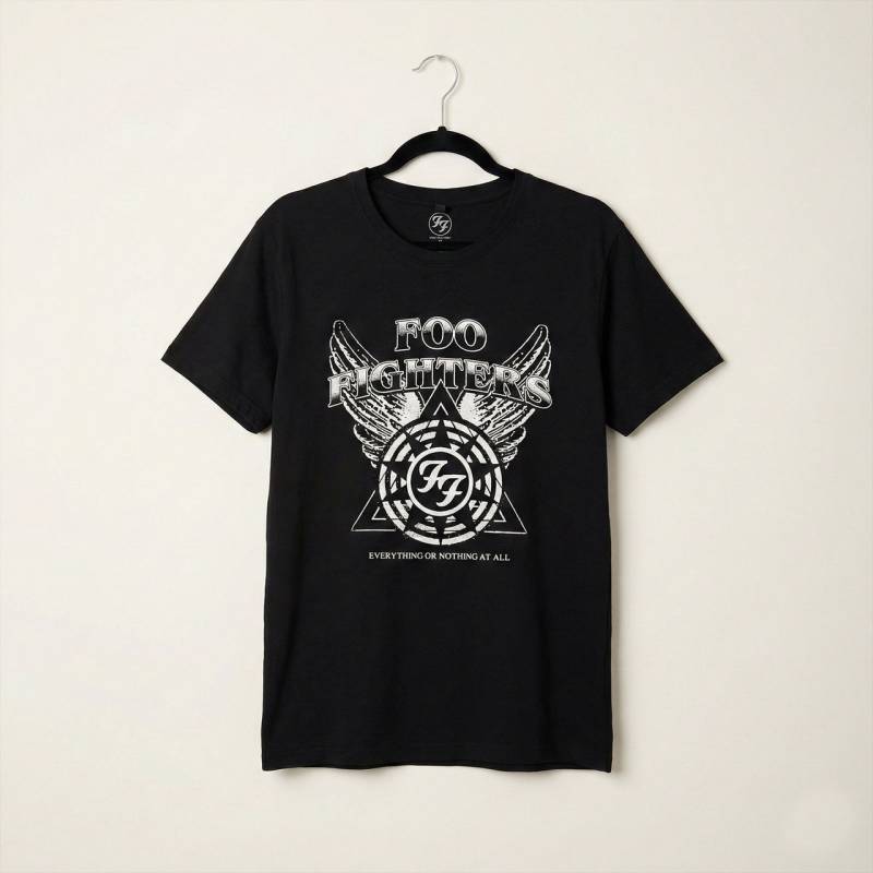 【予約商品】FOO FIGHTERS Unisex Premium Carbon バンドTシャツ: Everything or Nothing At All Logo (Black)