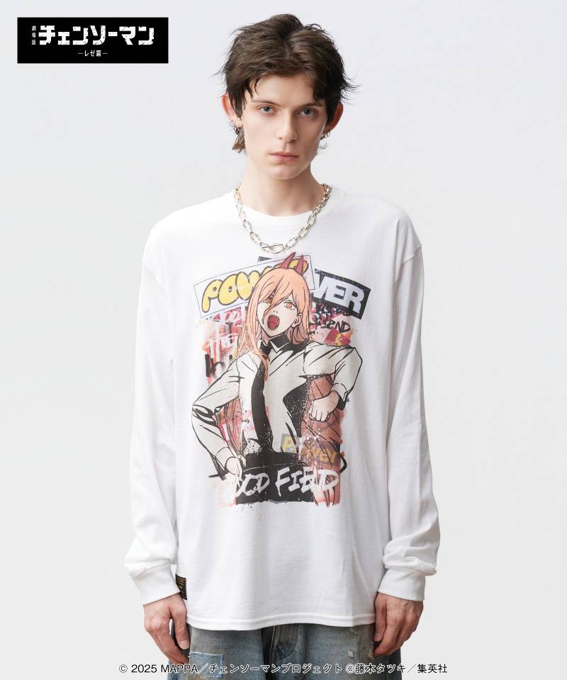 【予約商品】チェンソーマンxglamb(グラム) Power Cutsew / パワーカットソー - White