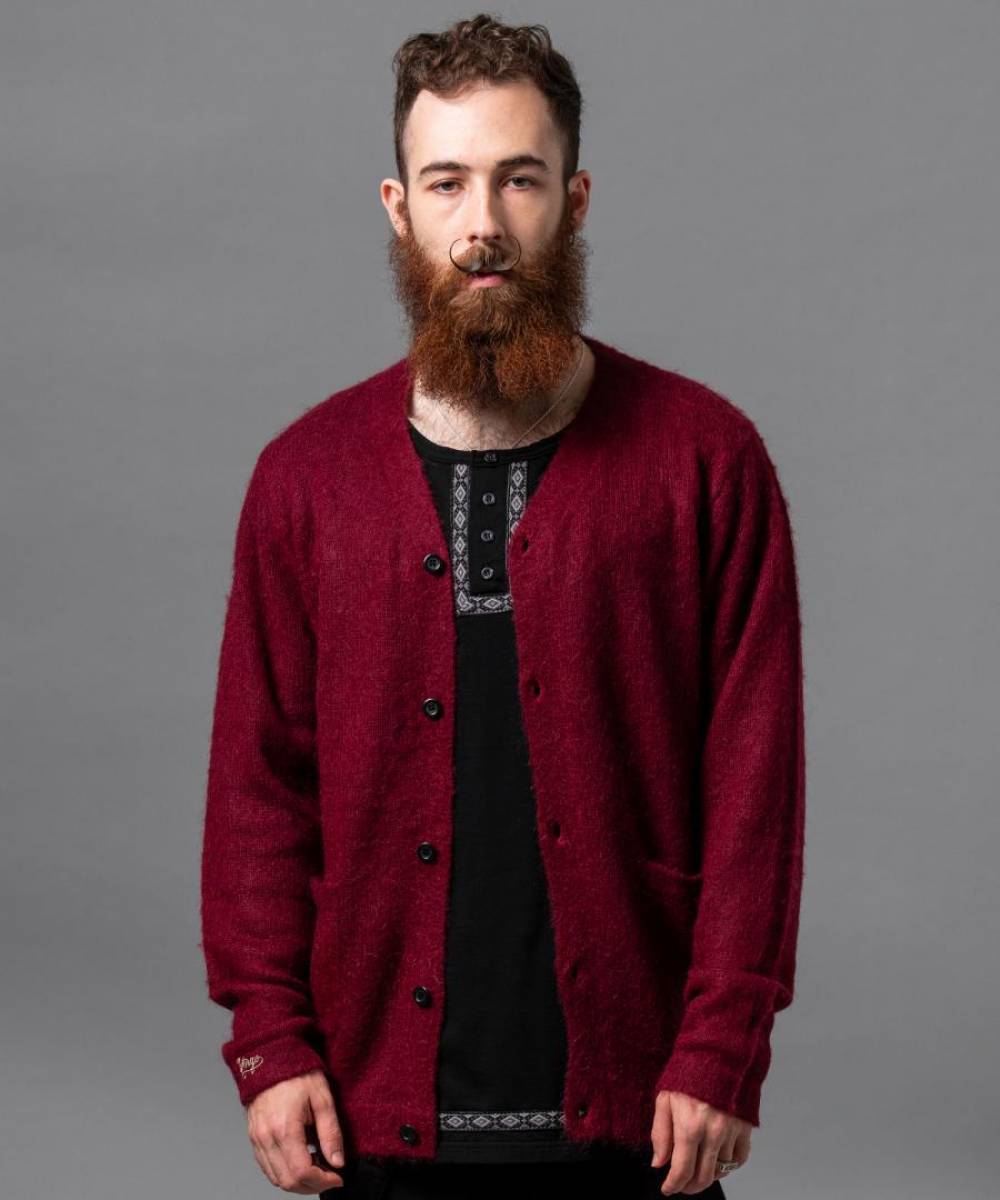VIRGO KURT MOHAIR CARDIGAN - BURGANDY