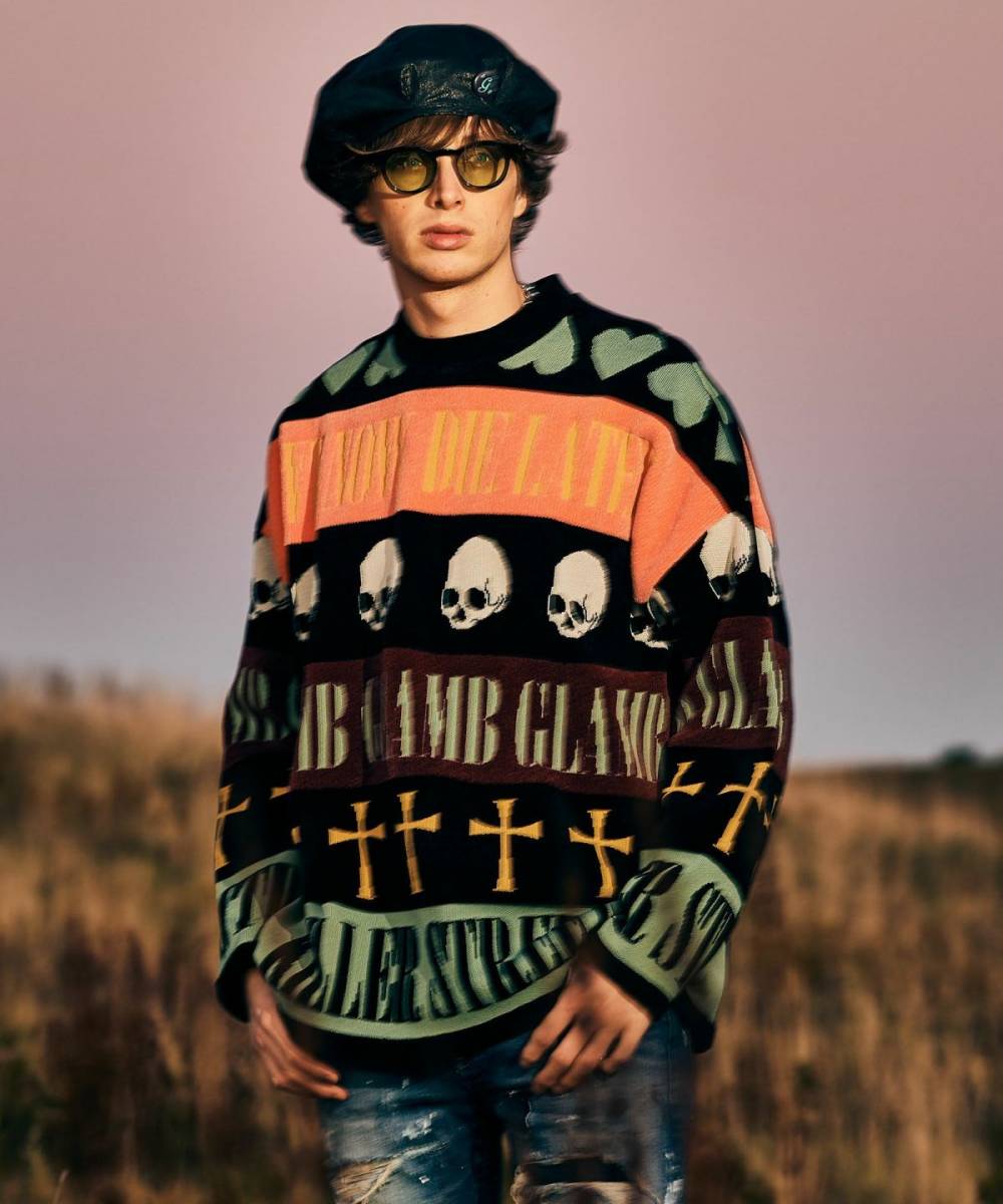 glamb(グラム) Grunge Symbols Pullover Knit / グランジ glamb(グラム) Grunge Symbols Pullover Knit / グランジ
