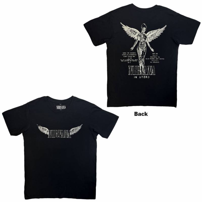 【予約商品】NIRVANA Unisex Premium Carbon バンドTシャツ: In Utero Tracklist (Black) (Back Print)