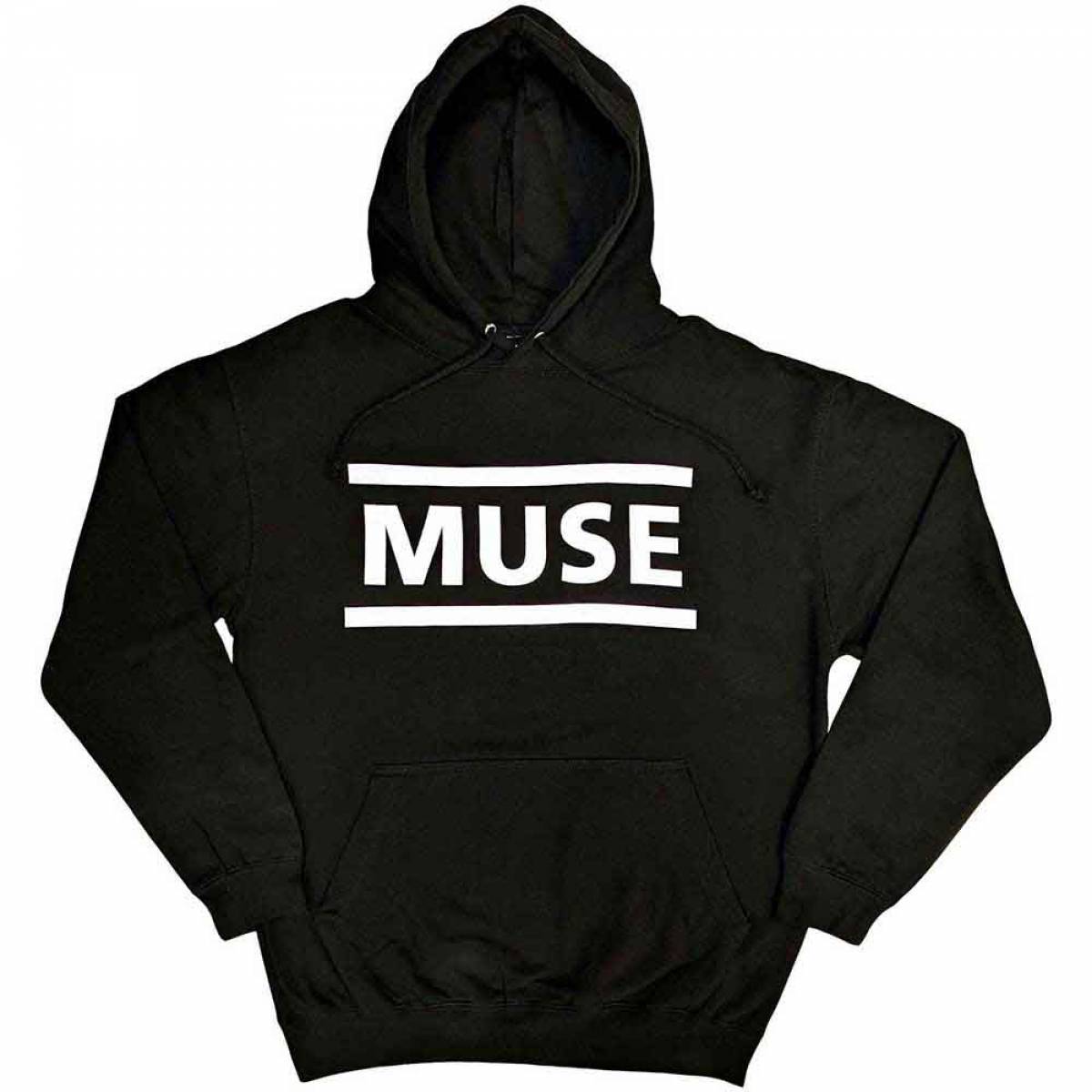 【予約商品】MUSE Unisex Pullover Hoodie: White Logo (Black) - BLACK