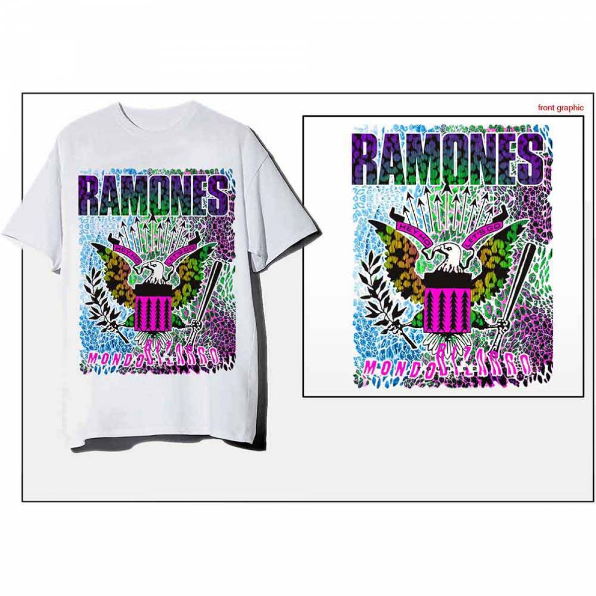 【予約商品】RAMONES バンドTシャツ ユニセックス: Animal Skin (White) - WHITE