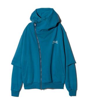 【予約商品】glamb(グラム)GB0125/CS21 : Asymmetry Layered Hoodie / アシンメトリーレイヤードフーディ - Blue