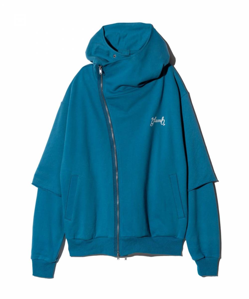 【予約商品】glamb(グラム)GB0125/CS21 : Asymmetry Layered Hoodie / アシンメトリーレイヤードフーディ - Blue