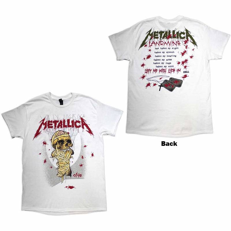 【予約商品】METALLICA バンドTシャツ ユニセックス: One Landmine (White) (Back Print)