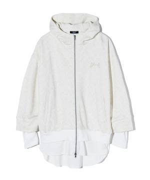 【予約商品】glamb(グラム) GB0424/CS20 : Layered Creed Hoodie / レイヤードクリードフーディ - White