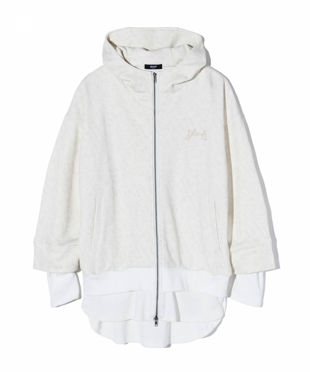 【予約商品】glamb(グラム) GB0424/CS20 : Layered Creed Hoodie / レイヤードクリードフーディ - White