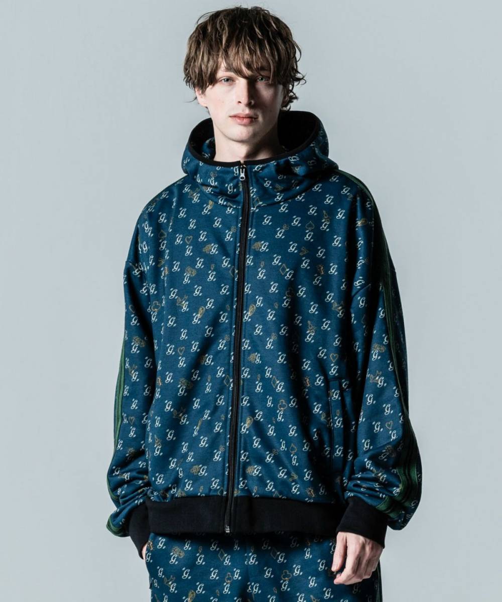 【予約商品】glamb(グラム)GB0324/CS09 : Casino Monogram Hoodie / カジノモノグラムフーディ - Blue