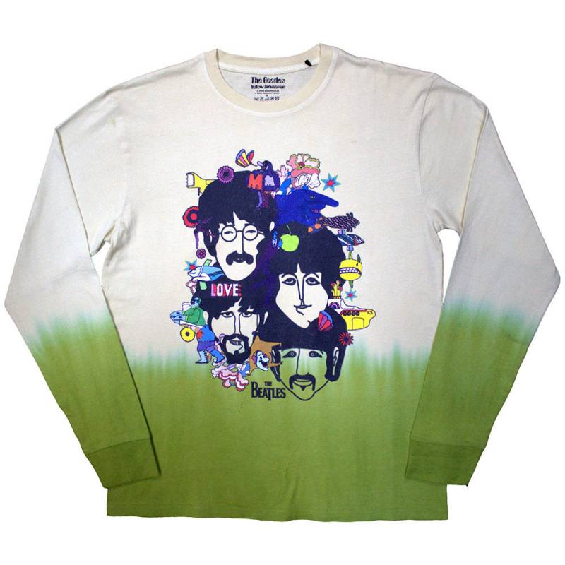 【予約商品】THE BEATLES Unisex Long Sleeve バンドTシャツ: Yellow Submarine Heads Collage (Yellow) (Wash Collection)