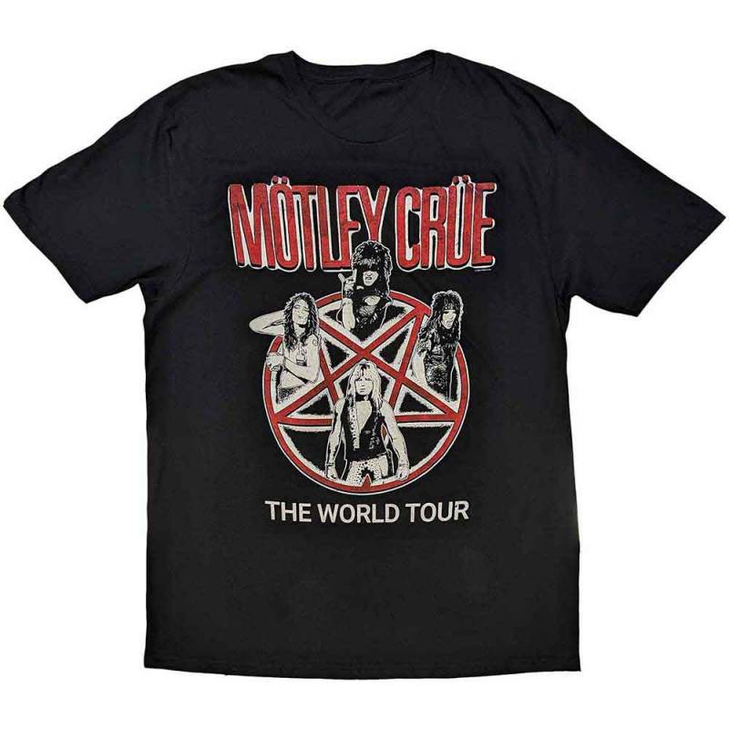【予約商品】MOTLEY CRUE バンドTシャツ ユニセックス: Vintage World Tour (Black)