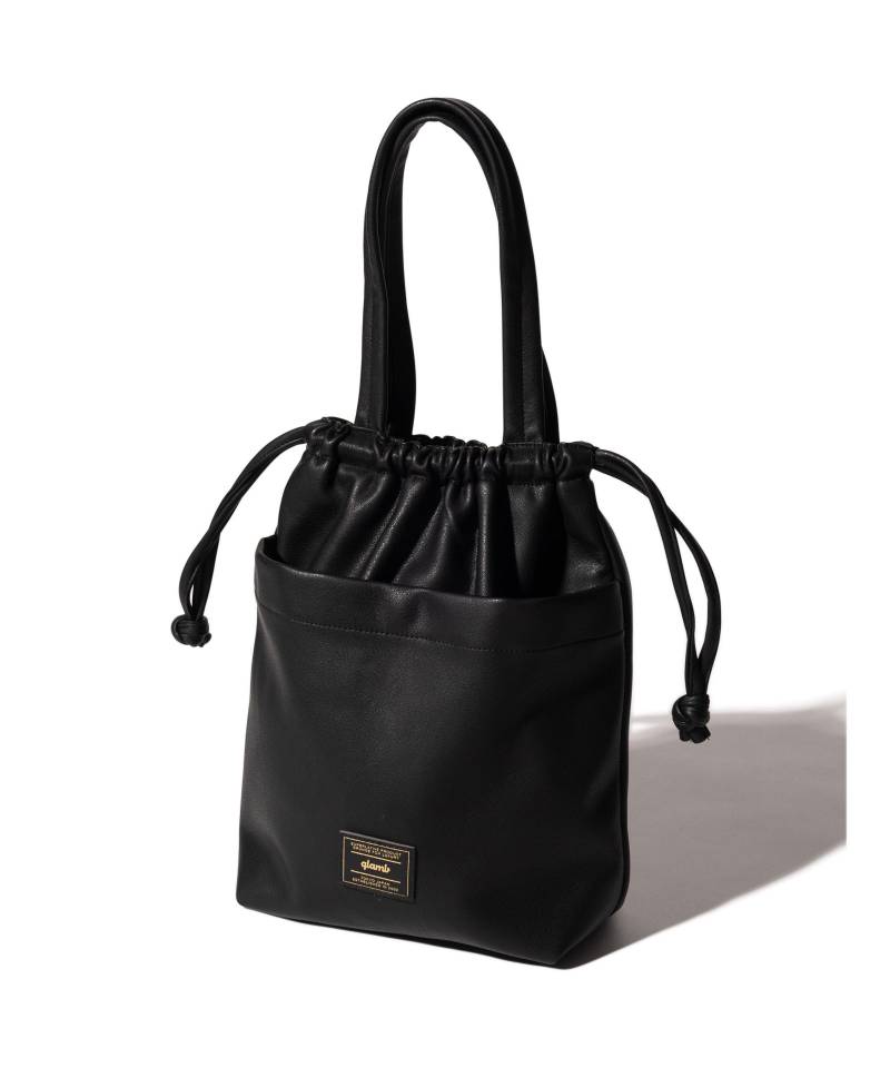 【予約商品】glamb(グラム)Synth Leather Drawstring Bag / シンセレザードローストリングバッグ - Black