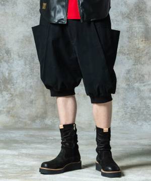 【予約商品】glamb(グラム)GB0325/P13 : Sarrouel Rib Cropped Pants / サルエルリブクロップドパンツ - Black