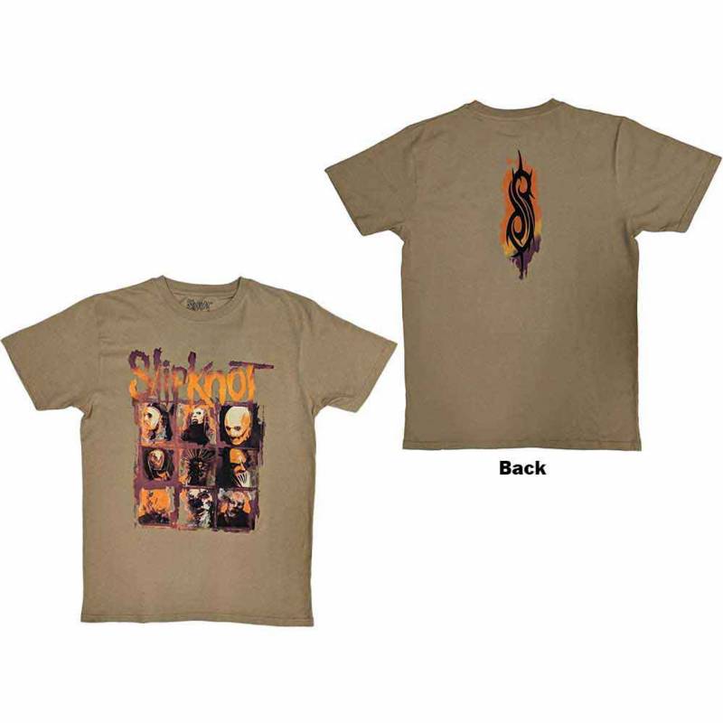 【予約商品】SLIPKNOT バンドTシャツ ユニセックス: The End, So Far Grid Photos (Tan Brown) (Back Print)