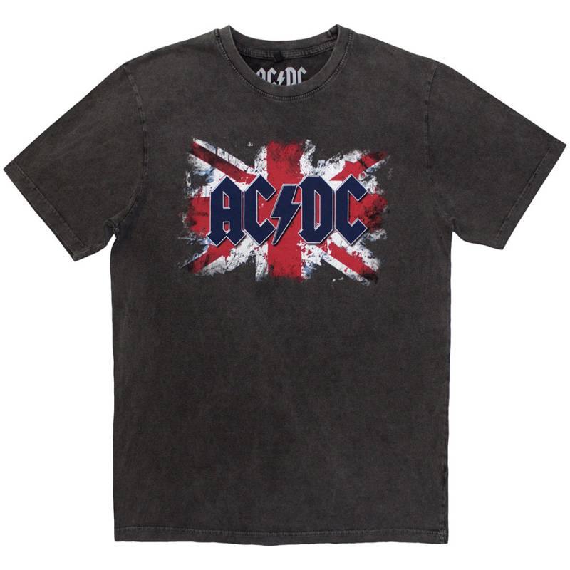 【予約商品】AC/DC Unisex Stone Wash バンドTシャツ: Flag (Charcoal Grey) - CHARCOAL GREY