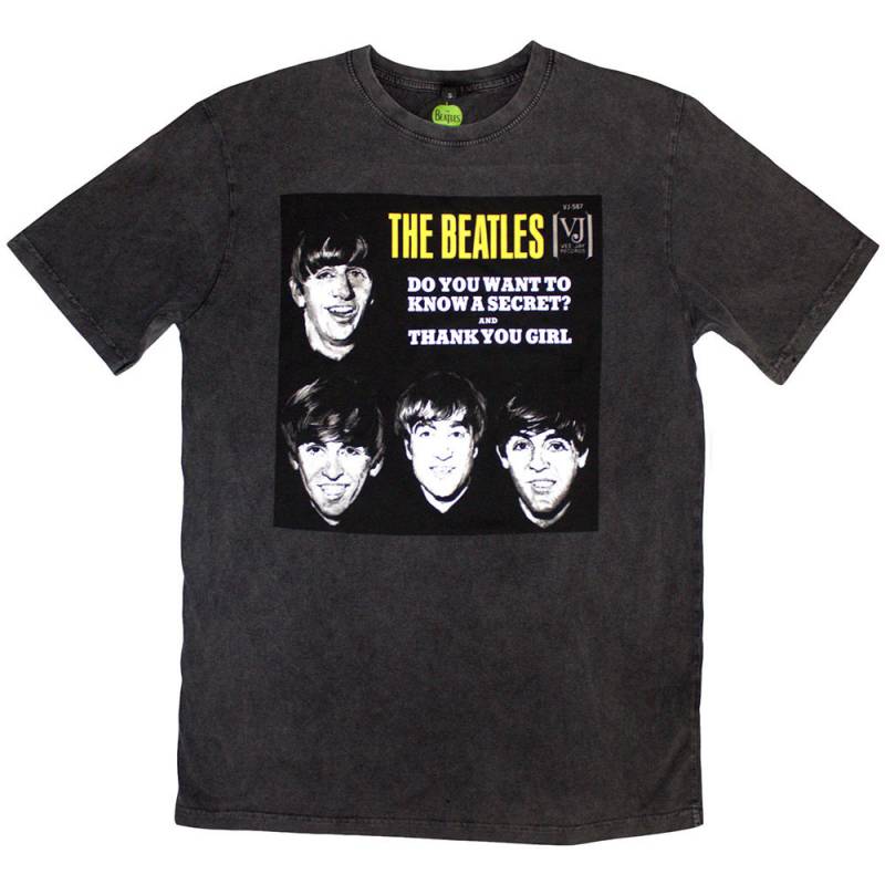 【予約商品】THE BEATLES Unisex Stone Wash バンドTシャツ: VJ Secret Sleeve (Charcoal Grey)
