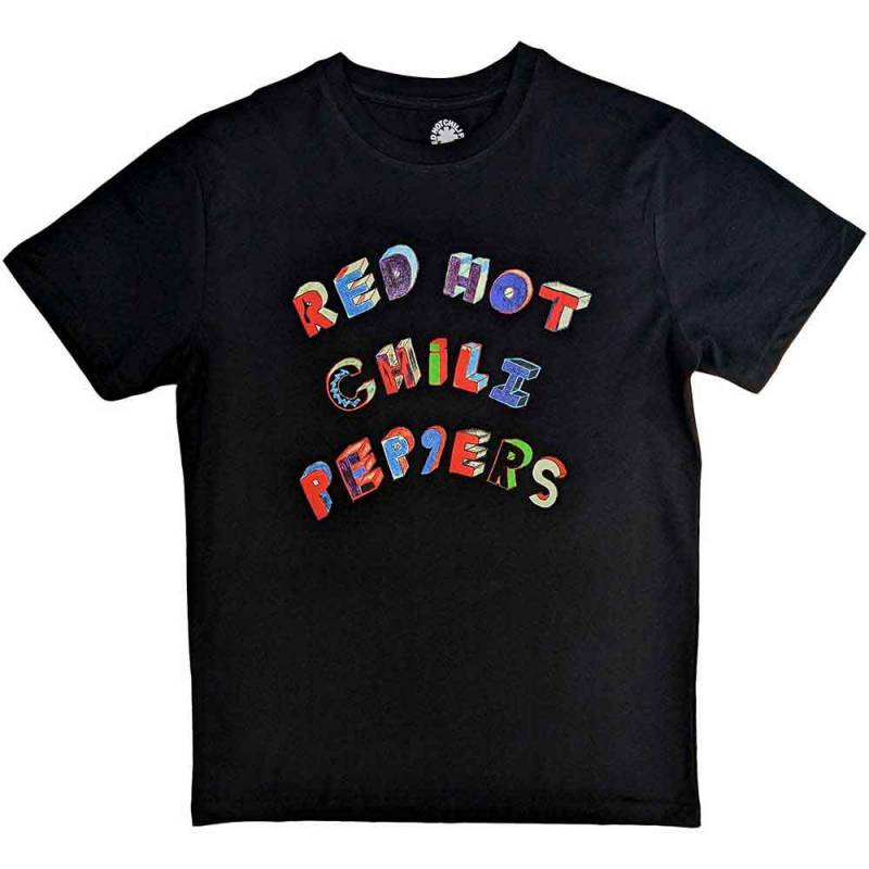 【予約商品】RED HOT CHILI PEPPERS バンドTシャツ ユニセックス: Colourful Letters (Black)