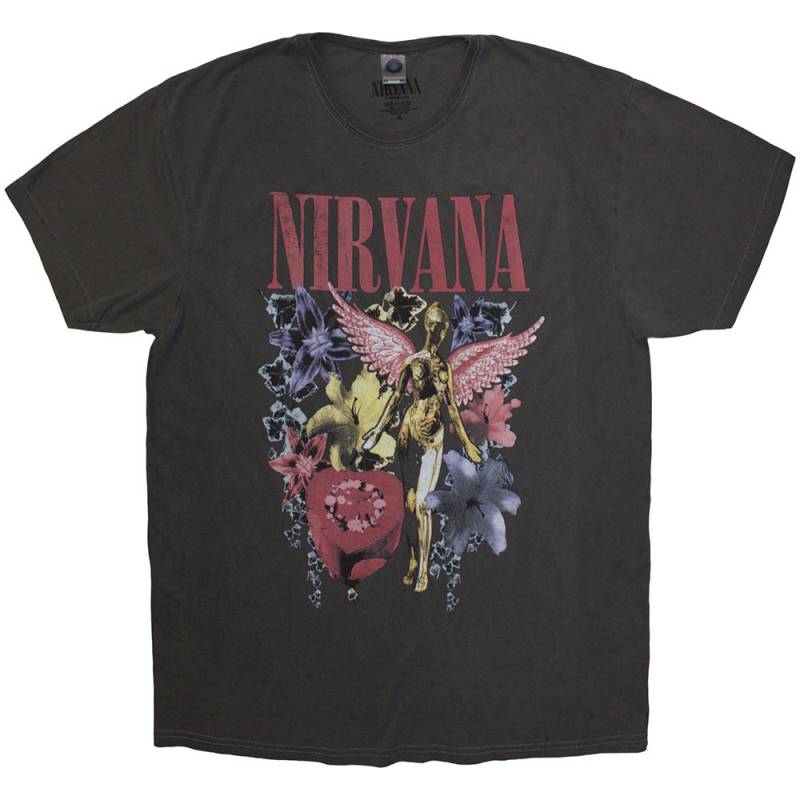 【予約商品】NIRVANA Unisex Stone Wash バンドTシャツ: In Utero Vintage Collage (Black)