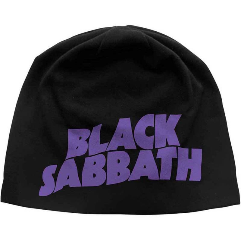 【予約商品】BLACK SABBATH Unisex Beanie Hat: Purple Logo JD Print (Black)