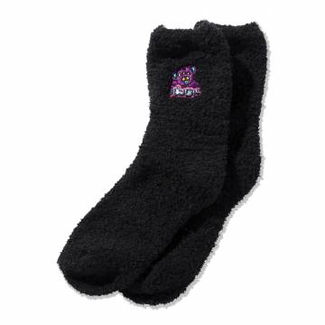 【予約商品】PUNK DRUNKERS (パンクドランカーズ)もこもこくま靴下 - BLACK