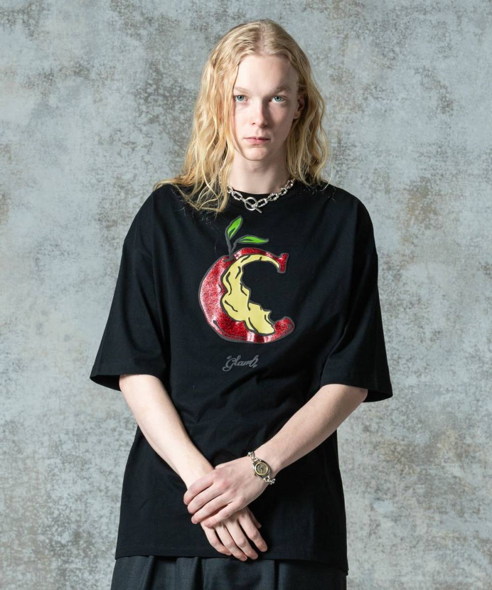 【予約商品】glamb(グラム)GB0325/CS06 : Glitter Eaten Apple T-shirt  - Black