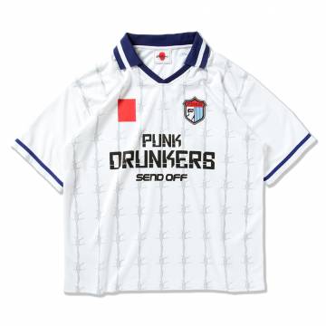 【予約商品】PUNK DRUNKERS (パンクドランカーズ) 退場サッカーシャツ - WHITE