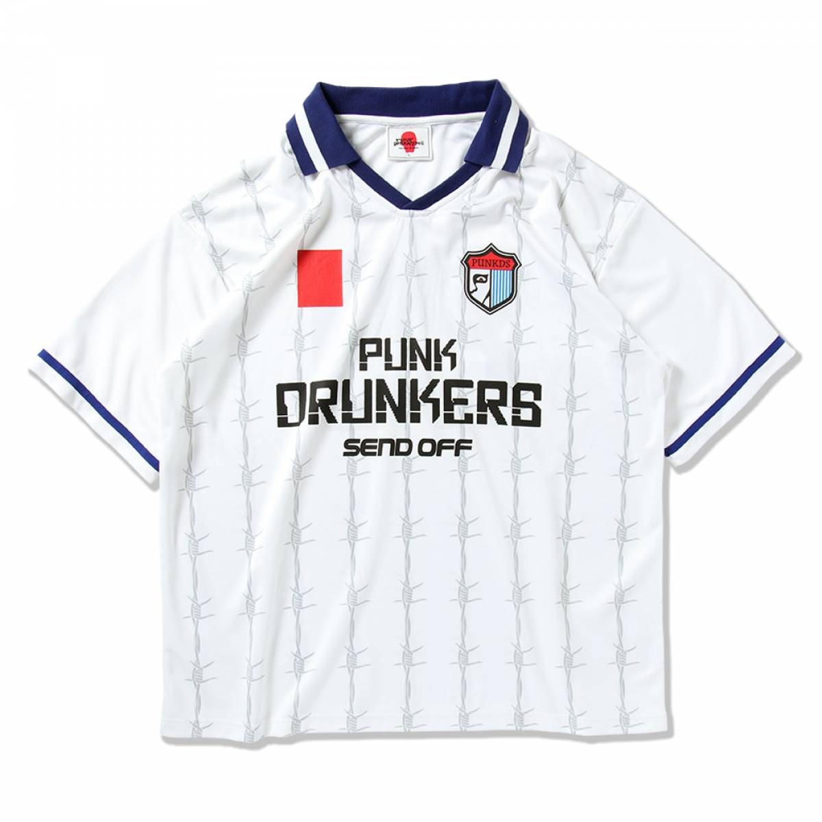 【予約商品】PUNK DRUNKERS (パンクドランカーズ) 退場サッカーシャツ - WHITE