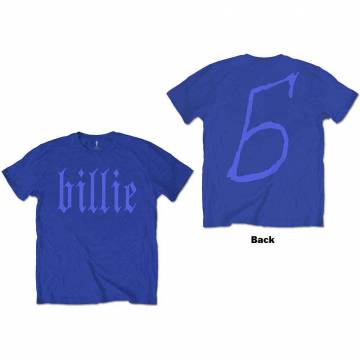 【予約商品】BILLIE EILISH バンドTシャツ ユニセックス: Billie 5 (Blue) (Back Print) - BLUE