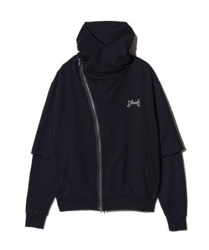 【予約商品】glamb(グラムGB0125/CS21 : Asymmetry Layered Hoodie / アシンメトリーレイヤードフーディ - Black