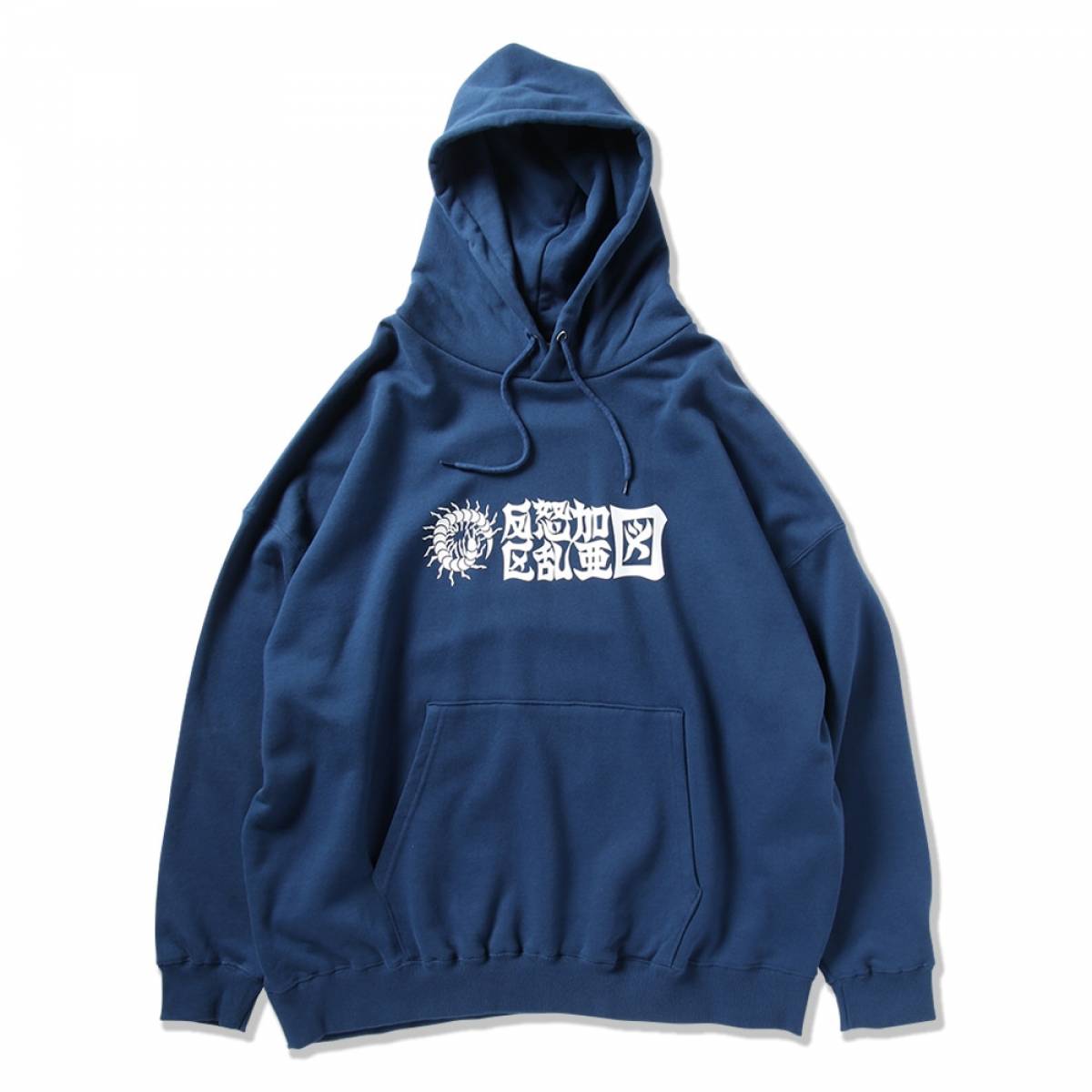 【予約商品】PUNK DRUNKERS (パンクドランカーズ) ムカデ漢字ロゴBIGパーカ - D.BLUE