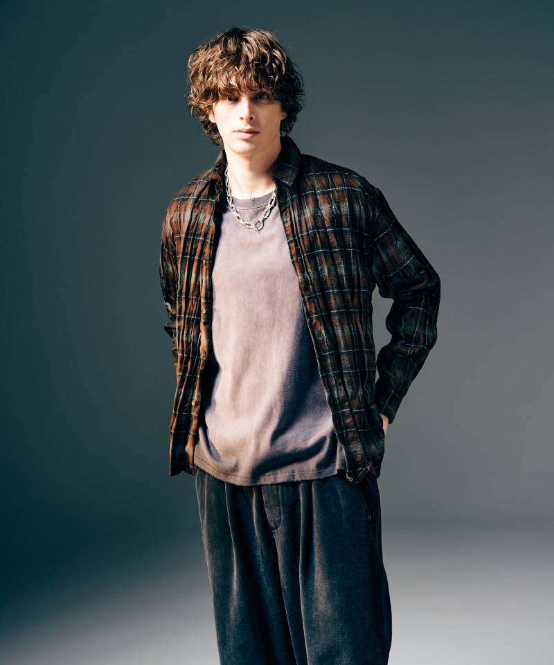 【予約商品】glamb(グラム)Wrinkle Flannel Shirt / リンクルフランネルシャツ - Brown