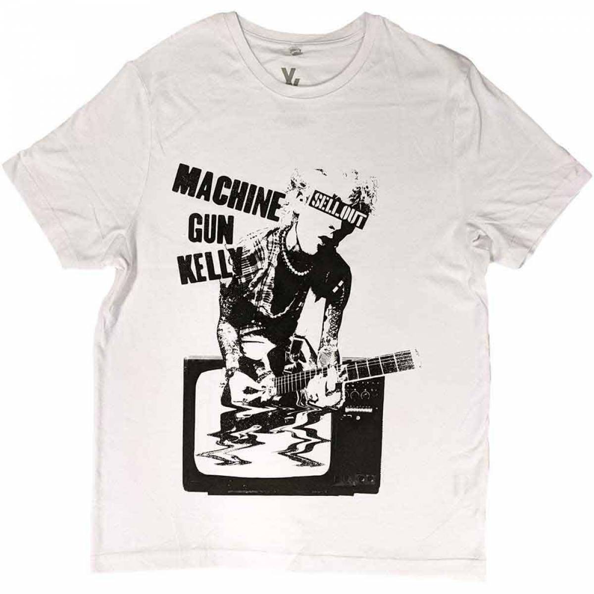 MACHINE GUN KELLY バンドTシャツ ユニセックス: TV Warp (White) - WHITE