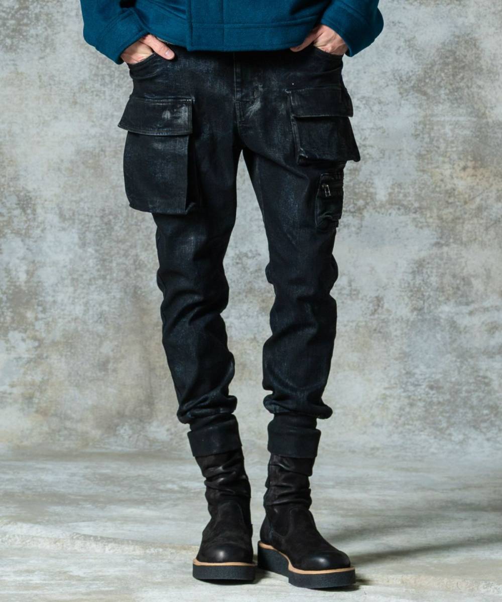 【予約商品】glamb(グラム)GB0325/P01 : Paraffin Cargo Denim / パラフィンカーゴデニム - Black