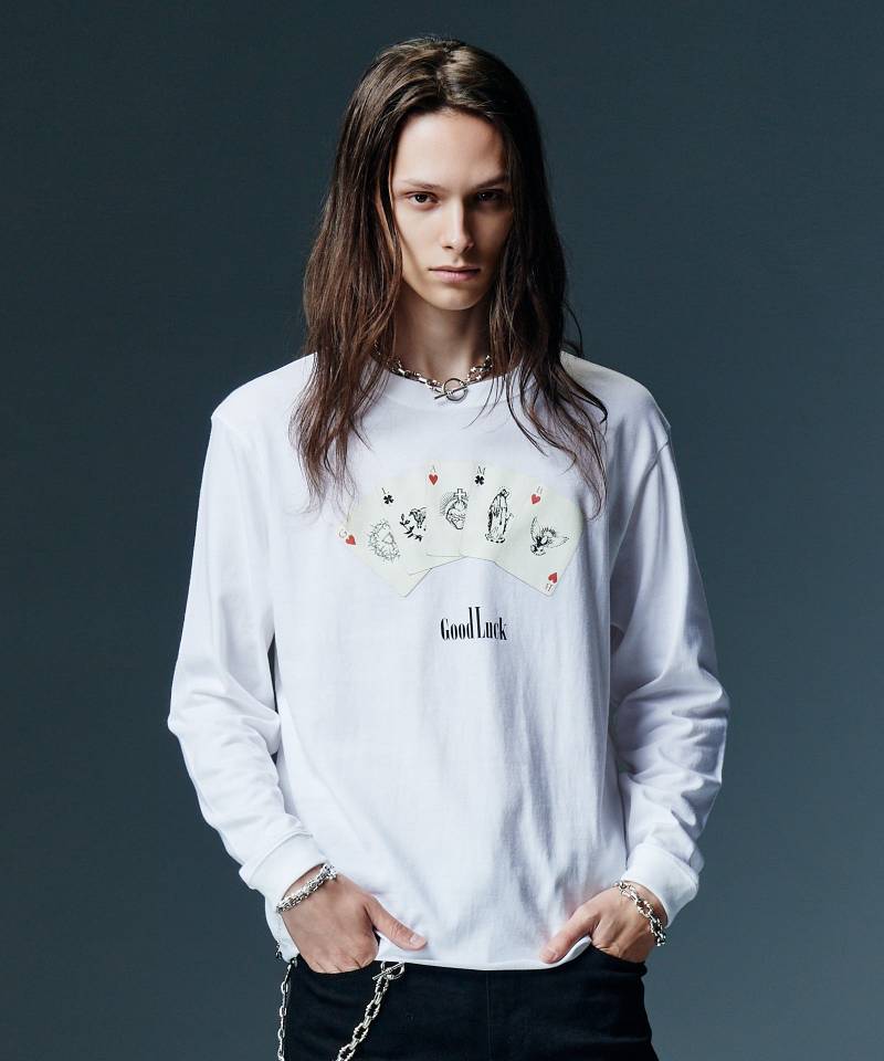 【予約商品】glamb(グラム) Good Luck Card Cutsew / グッドラックカードカットソー - White