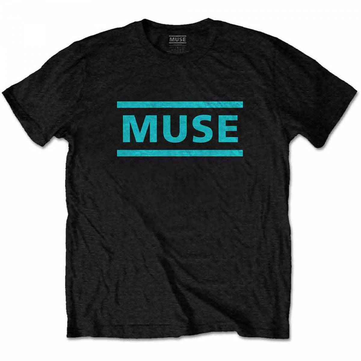 MUSE バンドTシャツ ユニセックス: Light Blue Logo (Black) - BLACK