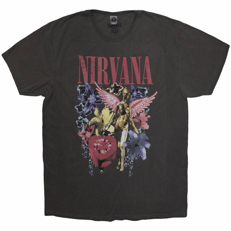 【予約商品】NIRVANA Unisex Stone Wash バンドTシャツ: In Utero Vintage Collage (Black)