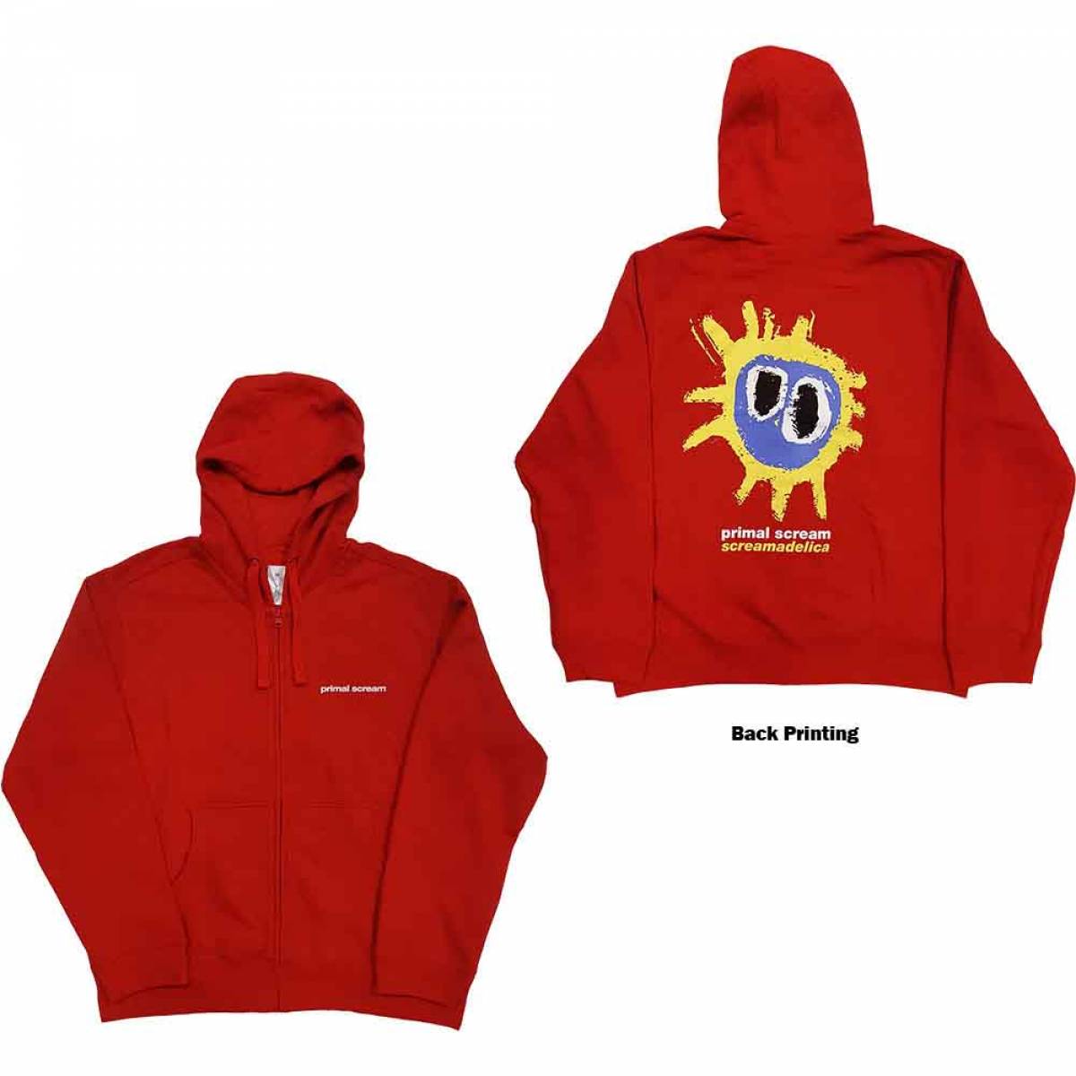 【予約商品】PRIMAL SCREAM Unisex Zipped Hoodie: Screamadelica (Back Print)