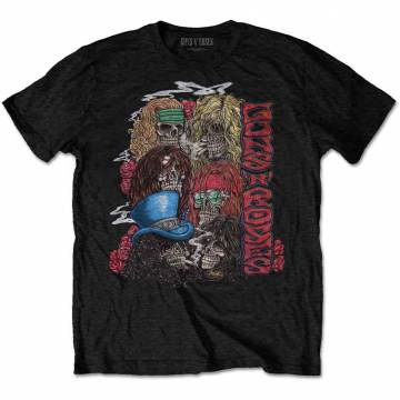 【予約商品】GUNS N' ROSES バンドTシャツ ユニセックス: Stacked Skulls (Black) - BLACK