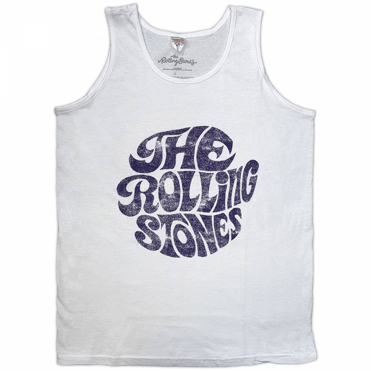 【予約商品】THE ROLLING STONES Unisex Tank バンドTシャツ: Vintage 70s Logo (White) - WHITE