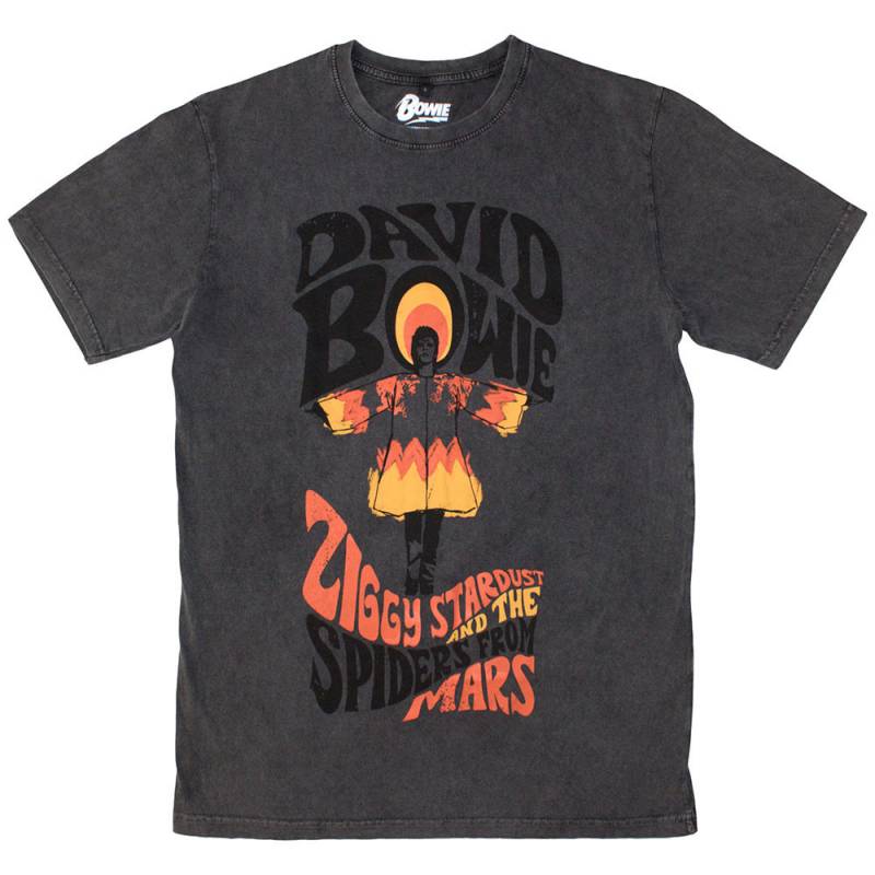 【予約商品】DAVID BOWIE Unisex Stone Wash バンドTシャツ: Ziggy Stardust (Charcoal Grey)