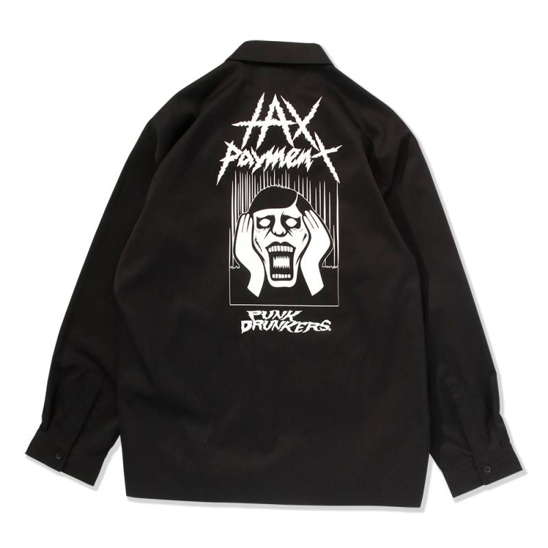 【予約商品】PUNK DRUNKERS (パンク・ドランカーズ) 3大義務ワークシャツ - BLACK