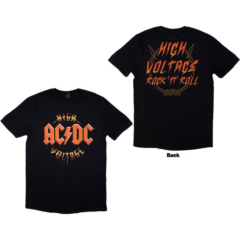 【予約商品】AC/DC バンドTシャツ ユニセックス: High Voltage RnR (Black) (Back Print) - BLACK